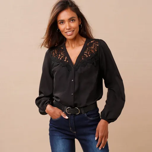 Bluză cămașă cu macrame