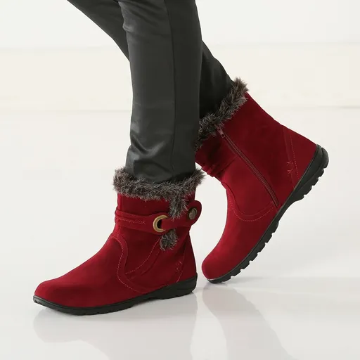 Ghete joase din imitație de piele întoarsă și blană