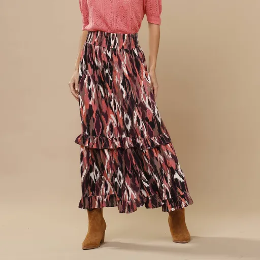 Fustă lungă cu talie elastică și imprimeu