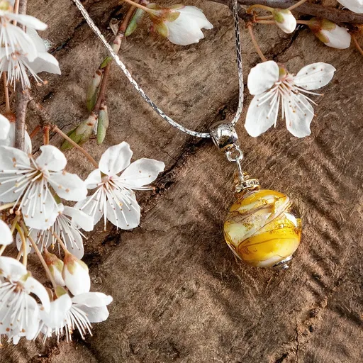 Lampglas Colier cu aur de 24 de carate în perlă Honey Comb NSA51/CHI