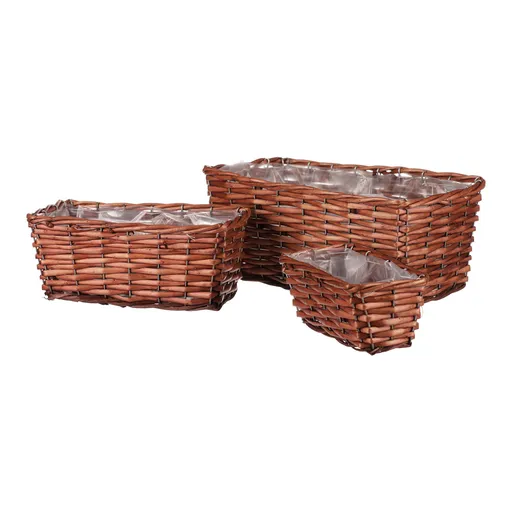 Set de ghiveci din răchită, 3 bucăți, 3 dimensiuni