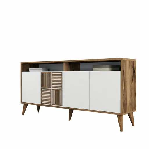 Dulap Milan Walnut and White, alb
