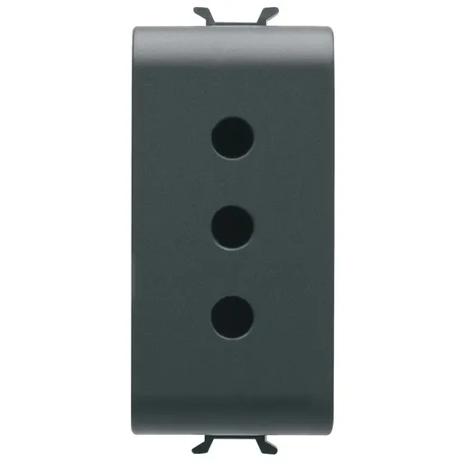 Priza italiana 1 modul Gewiss Chorus GW12201, 2P+E 10A - tip iesire P11, negru satin