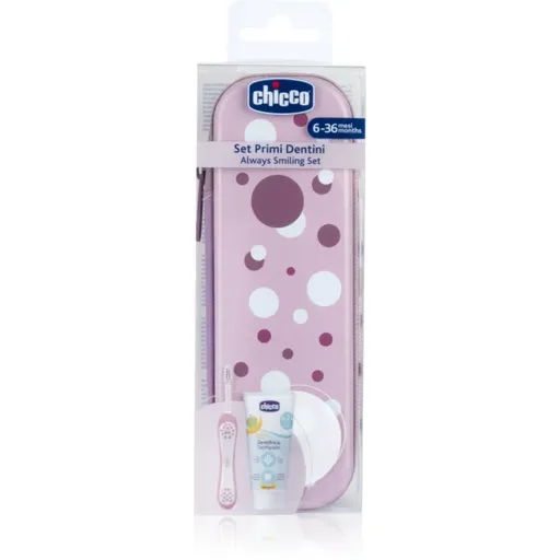 Chicco Always Smiling Set 6m+ set pentru îngrijirea dentară cu sac Lilac