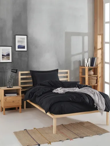 Set lenjerie de pat pentru o persoana 2 piese, L'essentiel Maison, Fresh Color, Negru