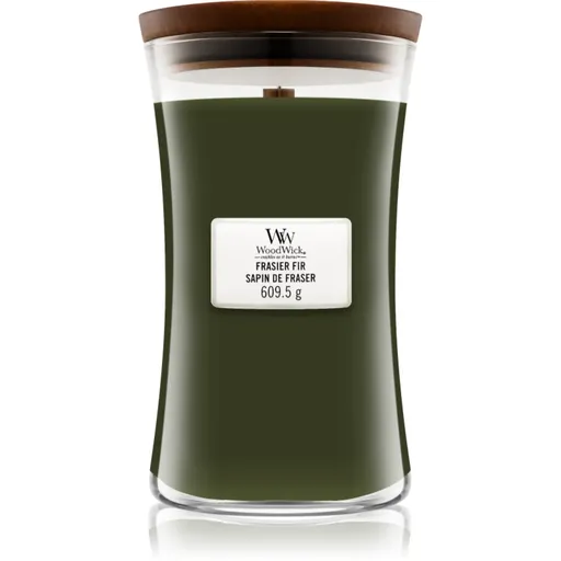Woodwick Frasier Fir lumânare parfumată cu fitil din lemn 609.5 g