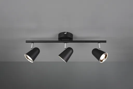 Plafoniera Toulouse, RL, 48x9x17 cm, 3.5W, 3x SMD, plastic, negru mat/argintiu