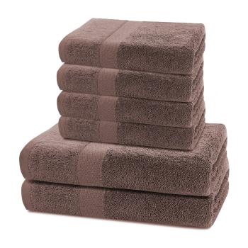 Set șervet și prosop DecoKing Marina, maro închis, 4 buc. 50 x 100 cm, 2 buc. 70 x 140 cm, maro închis
