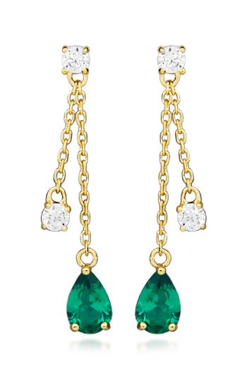 Silver Cat Cercei placați cu aur cu smaralde sintetice cu pietre de zircon cubic SC559