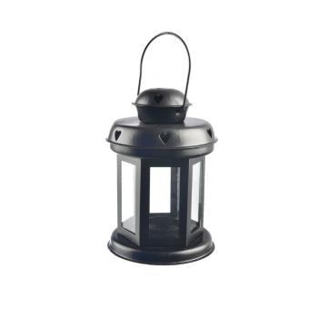 InDecor Lanternă metalică Heartbeat negru, 10 x 10 x 20 cm, negru