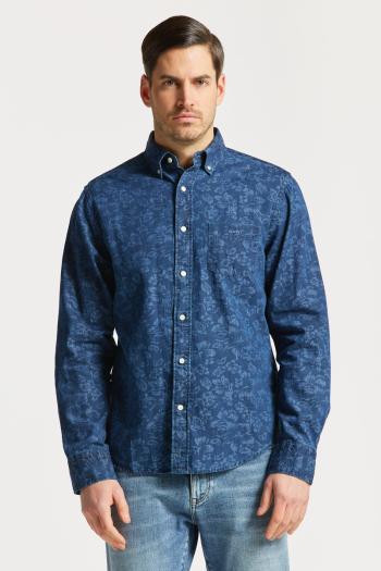 ING GANT REG UT FLORAL PRINT INDIGO SHIRT DARK INDIGO