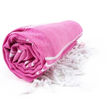 The One Towelling Plážová osuška Hamam Sultan - Růžová / bílá | 100 x 180 cm