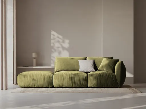 Canapea modulara 3 locuri cotiera stanga, Chris-184, Micadoni Home, 315x100x80 cm, catifea, verde deschis