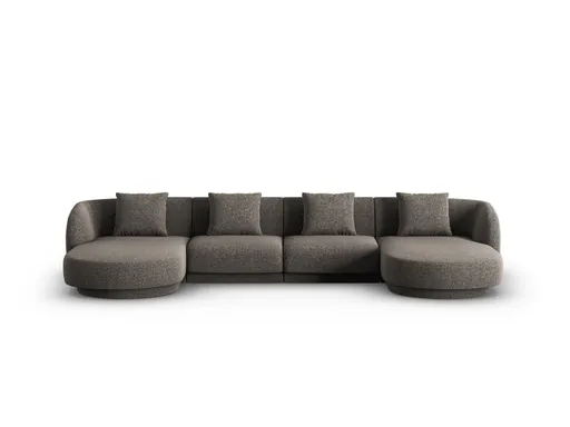 Coltar panoramic 5 locuri, Tulum, Cosmopolitan Design, 330x156x70 cm, tesatura chenille, gri