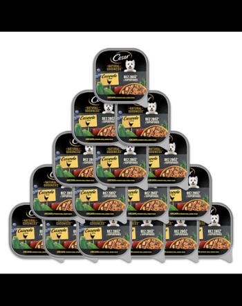 CESAR Set hrana caine adult, pui garnisit cu dovlecel, fructe de padure si plante aromatice in sos 16x100 g