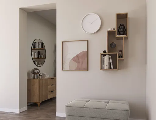 Raft de perete ELTAP, Alitty, 96x25x46 cm, PAL/PVC, stejar