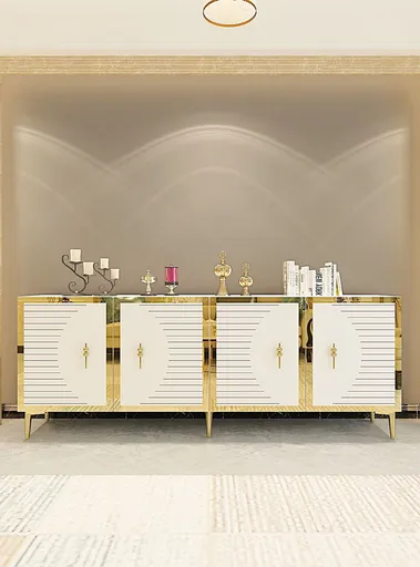 Consola, Hanah Home, Tuna 180, 180x75x32 cm, PAL , Alb/Auriu