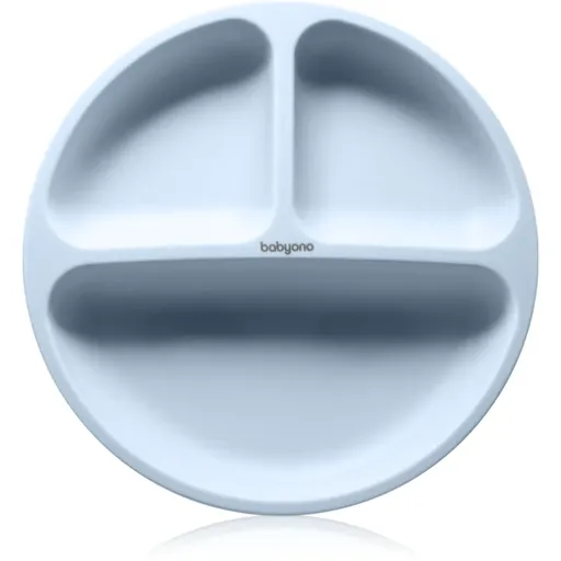 BabyOno Siilicone Plate 6m+ farfurie compartimentată cu ventuză Blue 1 buc