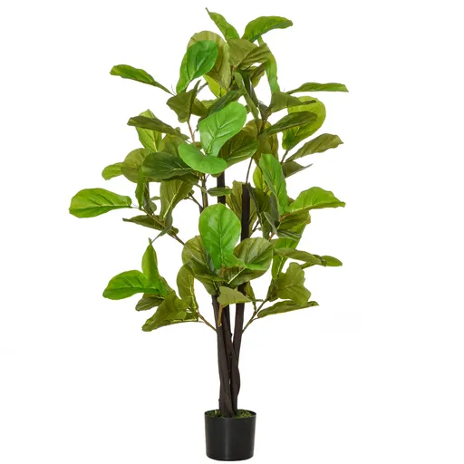 Ficus Artificial 130cm de Interior si Exterior, Planta Artificiala cu efect Realist cu 78 de Frunze HOMCOM | Aosom Romania