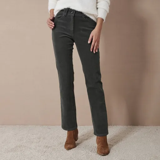 Pantaloni drepți din catifea reiată