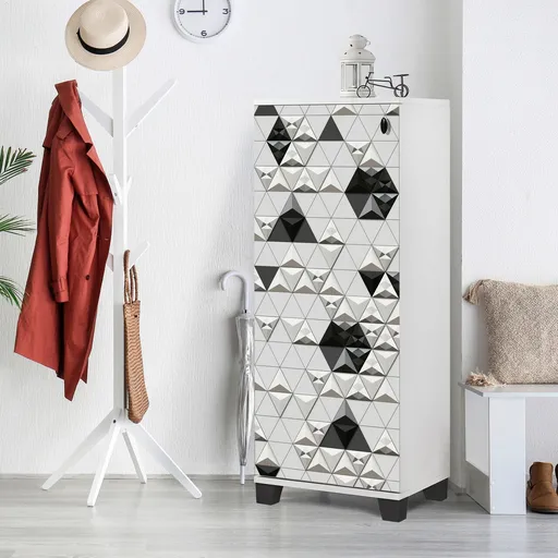 Pantofar, Hanah Home, Filinta 803, 50x127x38 cm, Alb/Negru