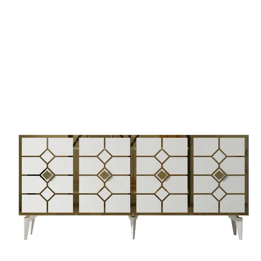 Consola, Hanah Home, Cagla, 150x40x79 cm, Alb/Auriu