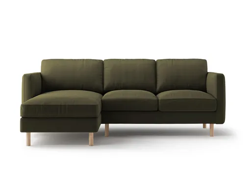 Coltar stanga 3 locuri, Eden, Micadoni Home, 223x150x90 cm, catifea, verde muschi melanj