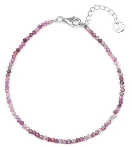 Agato Brățară minerală cu mărgele de rubin roz POL-B12/21L
