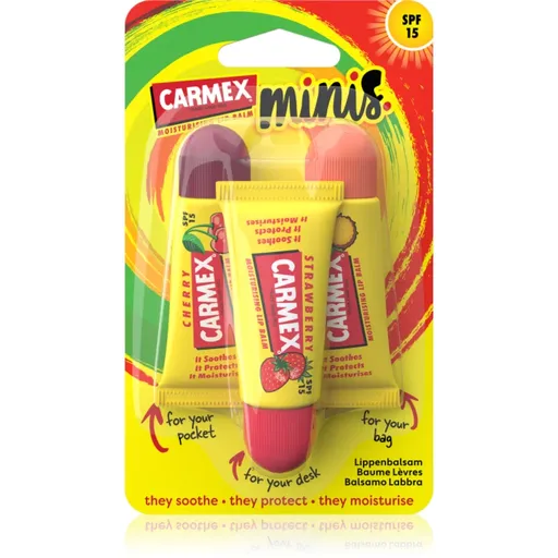Carmex Minis Seturi pentru voiaj pentru buze uscate SPF 15