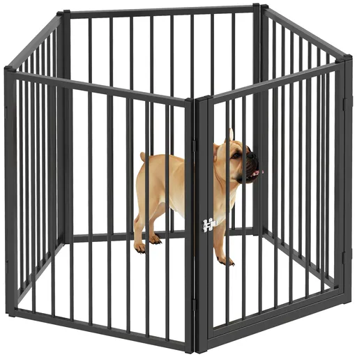 PawHut Parc pentru câine, parc pentru animale, 5 panouri, gard portabil pliabil, sigur, negru | Aosom Romania