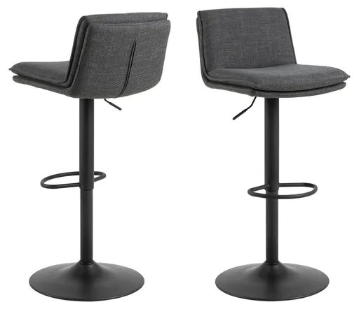 Scaun de bar Flynn, Actona, 44x53x107 cm, rotativ, tesatura structurata/otel, gri inchis