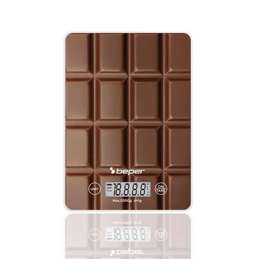 Cantar de bucatarie Beper P102BIL002, Pana la 5 kg, g/lb, Afisaj LCD, TAPA, Auto-off, Maro