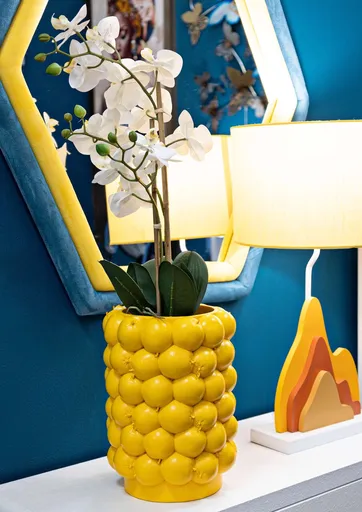 Suport ghiveci Lemons, Mauro Ferretti, 21x28 cm, polirasina, galben