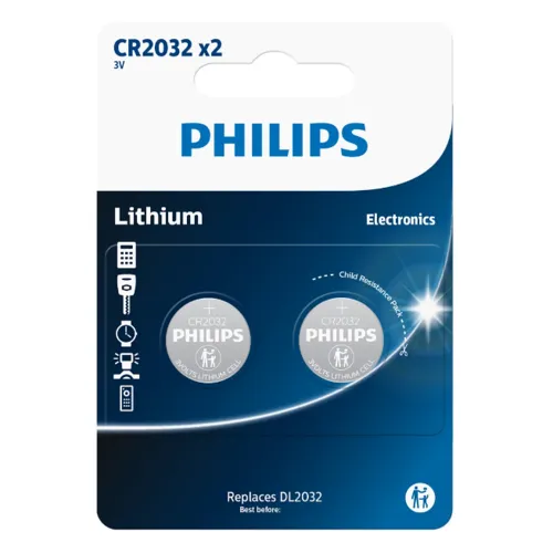 Philips Baterie CR2032 3 V, buton de litiu, 2 buc.