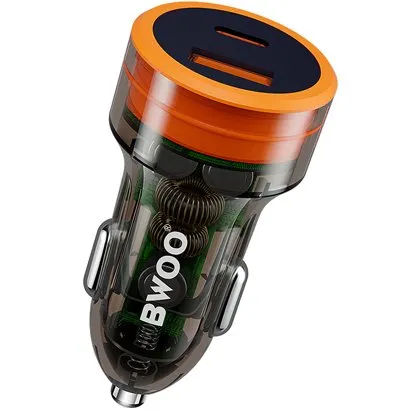 Incarcator auto 38W qc 18W + PD 20W - transparent Bwoo GSM183279