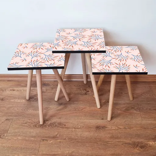 Set masute 3 piese, Hanah Home, 3Shp169, Bleumarin / Somon