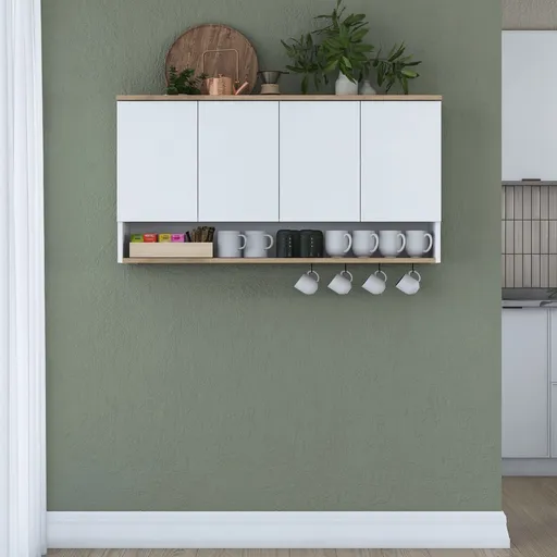 Dulap de perete, Hanah Home, JE198, 120x61.8x27.5 cm, Nuc/Alb