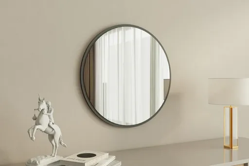 Oglinda decorativa, Hanah Home, Ozze, 60x60x2.2 cm, Antracit