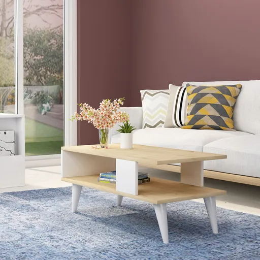 Masuta de cafea, Hanah Home, Ayca, 90x40x45 cm, Safir / Alb