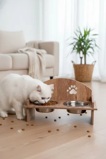 Bol pentru hrana animale de companie, Paws & Whiskers, Apvm12, MDF , Multicolor