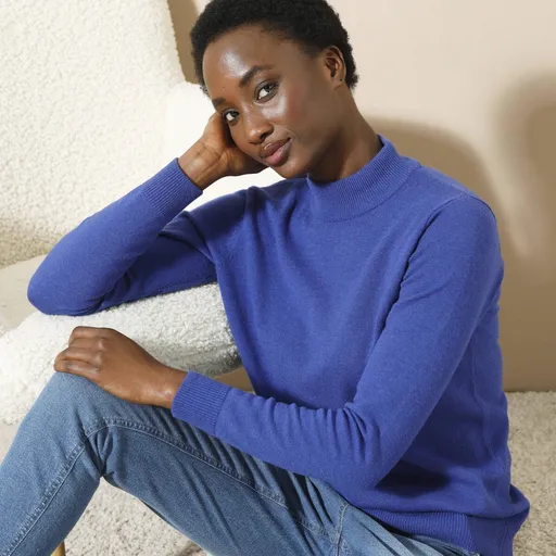 Pulover cu guler ridicat, lână de miel