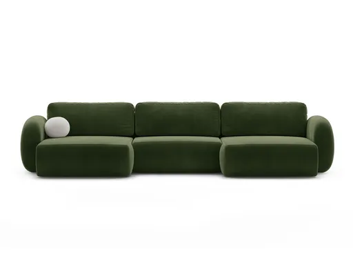 Coltar panoramic extensibil 5 locuri, Tonale, Cosmopolitan Design, 362x149x88 cm, catifea, verde army