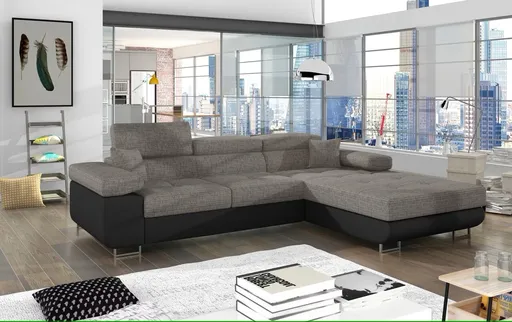 Coltar extensibil dreapta 4 locuri ELTAP, Armd-01, Armando, 289x203x85 cm, lemn/poliester, gri/negru