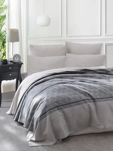 Cuvertura matlasata dubla, L'essentiel Maison, Creative, Bumbac, Gri