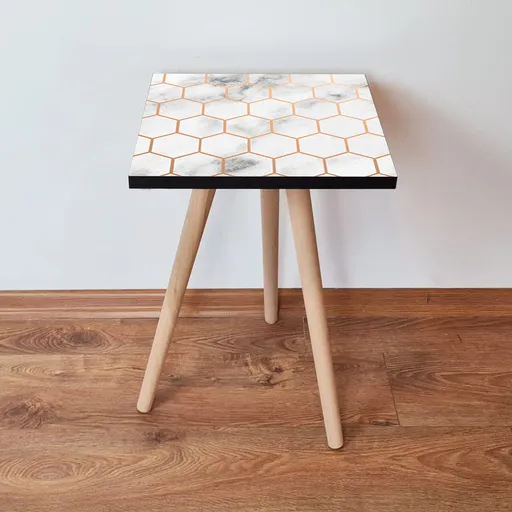 Masuta, Hanah Home, Shp1, 35x42x35 cm, Alb / Auriu / Negru