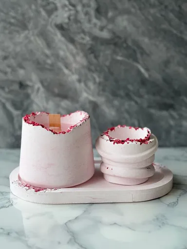 Set de lumanari, Glamour Candle 35ST, Beton, Roz/Alb