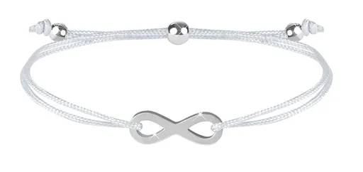 Troli Brățară cordon cu infinit albă/de oțel