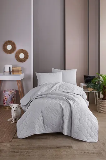 Set cuvertura Single 160x220 cm, 2 piese, L'essentiel Maison, Solid, Gri