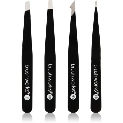 Brushworks The Complete set pensete pentru sprâncene Black 4 buc