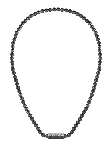 Hugo Boss Colier negru din oțel cu mărgele Sphere 1580657